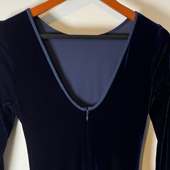 Scott McClintock Velvet & Chiffon Holiday Blue Bow Waist Long‎ Gown Dress Sz 6 - Picture 3 of 11